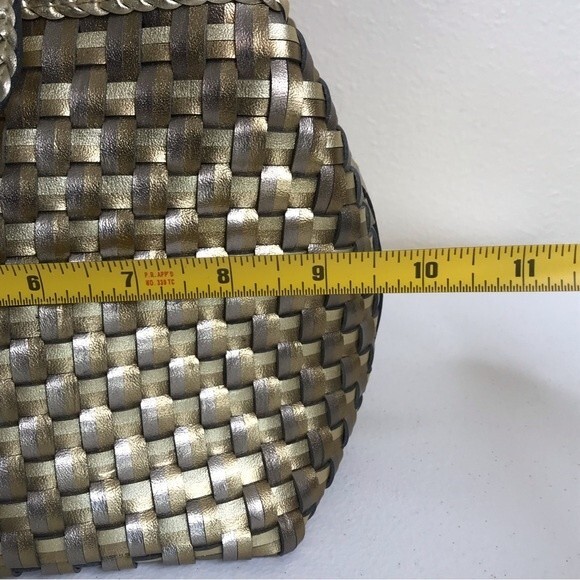 Bags by Warren Reed Vintage Gold Bronze Faux Leather Woven Braided Strap Retro - Picture 8 of 14